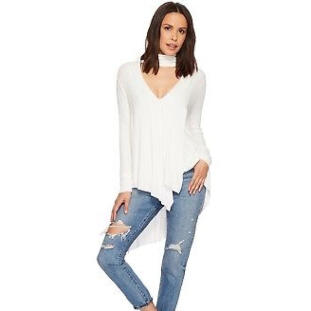 Free People Ivory Uptown Turtleneck Tunic Blouse
